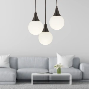 Damla 3Lü Yuvarlak Siyah Beyaz Camlı Sarkıt Modern Genç Odası MutfakSalon Avize