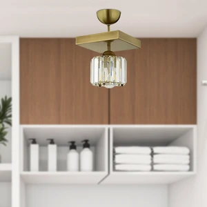 Sabrina Tekli Eskitme Plafonyer Kristalli Taşlı Modern Tasarım Kristal Salon Avize