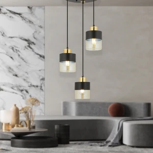 Boris 3Lü Yuvarlak Siyah-Gold Sarkıt Modern Genç Odası Mutfak Retro Salon Avize