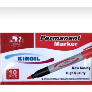 Kırmızı Marker Kalemi Kalın Keçeli Kalem Koli Kalemi Tahta Kalemi 10 Adet Kırmızı-Kırgıl