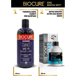 Boyalı Saçlara Özel/biocure Turunculaşma Karşıtı Mor Şampuan+Botoks Keratin Extra Saç Bakım Kremi