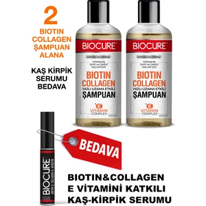 Biotin & Collagen + E Vitamin Kompleks Saç Bakım Şampuanı Alana Kaş Kirpik Serumu Bedava