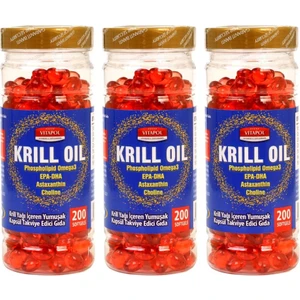 Krill Oil 3 x 200 Yumuşak Kapsül Phospholipid Omega 3 Epa Dha Astaxanthin Choline