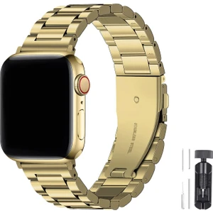 Apple Watch 38MM 40MM 41MM 1 2 3 4 5 6 7 8 Se Seri Paslanmaz Çelik Kordon ve Ayarlama Aparatı