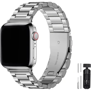 Apple Watch 38MM 40MM 41MM 1 2 3 4 5 6 7 8 Se Seri Paslanmaz Çelik Kordon ve Ayarlama Aparatı