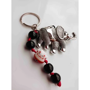 Feng Shui Bereket Filli Maneki Neko Şanslı Kedi Boncuklu Anahtarlık