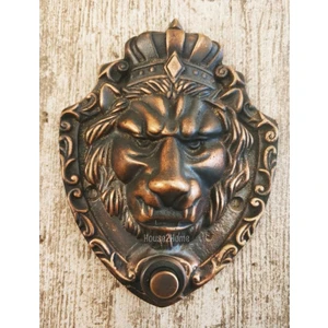 El Yapımı Pirinç Aslan Kapı Zili Bakır