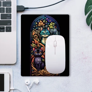 Sonictouch Vitray Chibi Kedileri Kaydırmaz Gaming Oyuncu Dikişsiz Siyah Mor Mouse Pad/ped 17X21CM