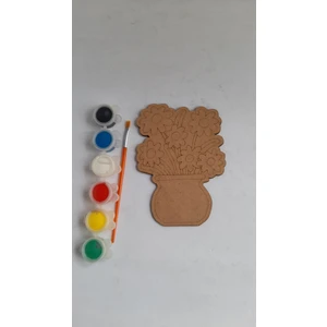 Vazolu Çiçek Çocuk Ahşap Boyama Aktivite Etkinlik Sanat Hobi Seti