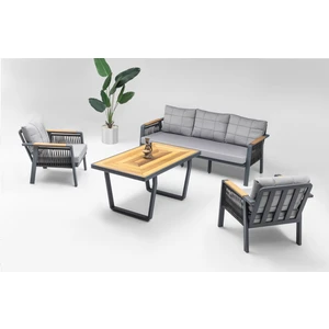 Vieno Home Garden Artemis Plus 3'lü Alüminyum Bahçe Balkon Oturma Grubu Antrasit