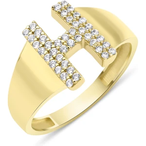 Fiyonk Kuyumculuk 14 Ayar Altın Taşlı H Harfli Yüzük