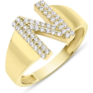 Fiyonk Kuyumculuk 14 Ayar Altın Taşlı N Harfli Yüzük