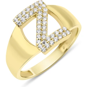 Fiyonk Kuyumculuk 14 Ayar Altın Taşlı Z Harfli Yüzük