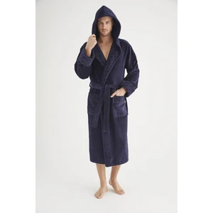 Yaka Jakarlı Cotton Erkek Bornozu