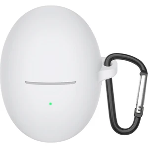 Huawei Freebuds 5 Uyumlu Kulaklık Koruma Kılıf Silikon Kanca Askılı Darbe Korumalı Tpu Kılıf Beyaz