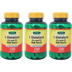 L-Glutatyon 500 mg 3 x 100 Kapsül Deve Dikeni Enginar Alfa Lipoik Asit L-Glutathione
