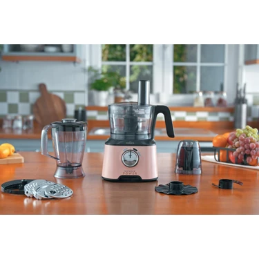 Karaca Mastermaid Power 2000w Çok Amaçlı Mutfak Robotu 10 in 1 Pembe Renkli Fonksiyonel