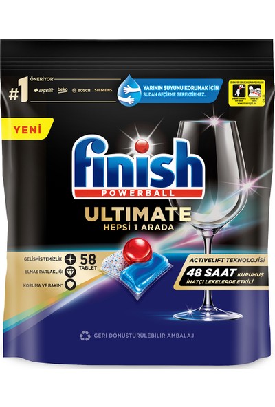 Finish Ultimate 58 Kapsül Bulaşık Makinesi Deterjanı Tableti (1 x 58 Kapsül)