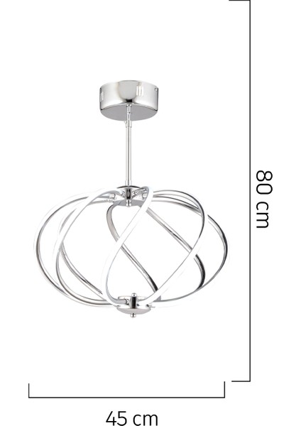 Gestel Krom Sarkıt 88 Watt Sarkıt Ledli Modern Mutfak Banyo Led Salon Sarkıt Avize