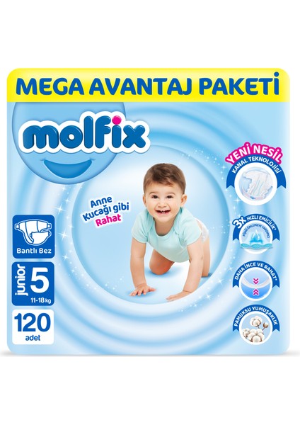 Bebek Bezi 5 Beden Junior Mega Avn. Paket 120 Adet