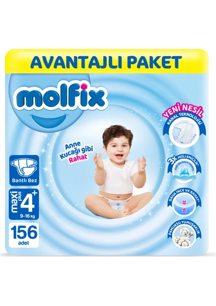 Bebek Bezi 4+ Beden Maxi Plus Avantajlı Paket 156 Adet