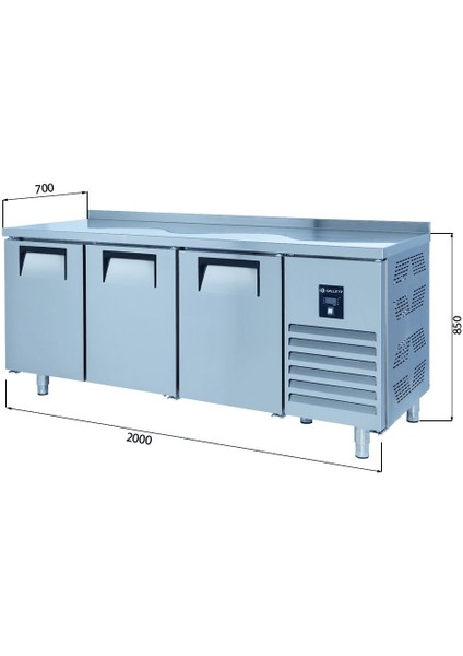 Tezgah Tip Dondurucu - 3 Kapılı - 200X70X85 cm