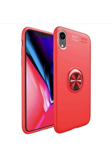 Apple iPhone Xr 6.1 Uyumlu Manyetik Yüzüklü Standlı Koruyucu Shockproof Yumuşak Silikon