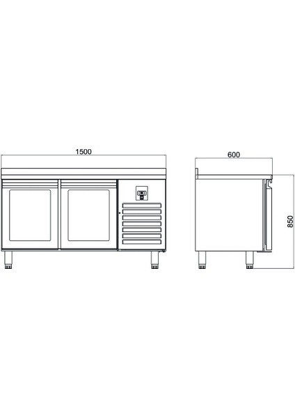Tezgah Tip Buzdolabı - 2 Cam Kapılı - 150X60X85 cm modelleri
