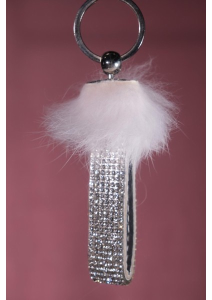 Açık Pembe Tavşan Tüylü Gümüş Logosuz Anahtarlık modelleri