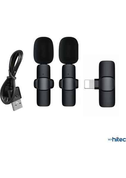Schitec K9 Lightning Çift Kablosuz Wireless Hd Yaka Mikrofonu Siyah fiyatları