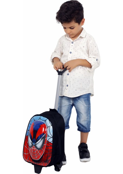 Erkek Çocuk Ana Sınıfı Çek Çekli Spiderman Örümcek Adam Kabartmalı Okul Çantası DC10170 modelleri