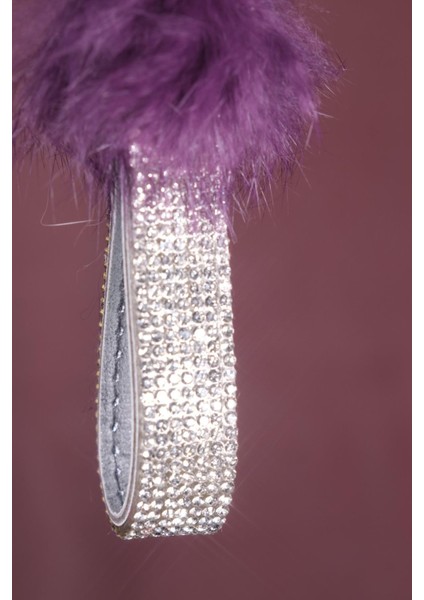 Mor Tavşan Tüylü Gümüş Logosuz Anahtarlık modelleri