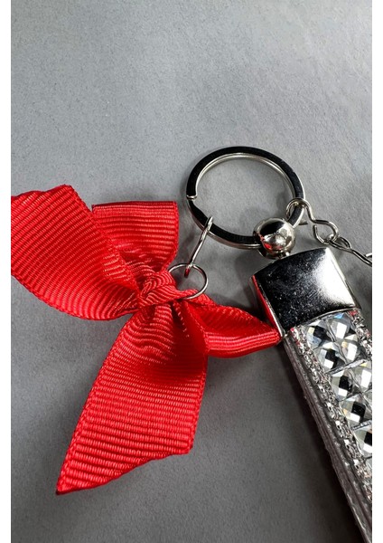 Gümüş Bagetli Anahtarlık & Gümüş Disko Top & Kırmızı Kurdela modelleri