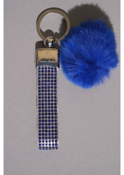 Saks Mavi Taşlı & Logosuz Anahtarlık & Minik Ponpon Saks Mavi fiyatları