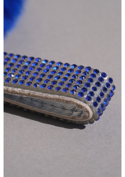 Saks Mavi Taşlı & Logosuz Anahtarlık & Minik Ponpon Saks Mavi modelleri