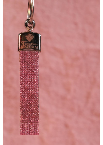 Pembe Taşlı Logosuz Anahtarlık