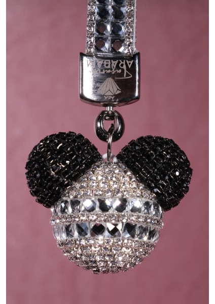 Gümüş Baget Siyah Kulaklı Panda Anahtarlık