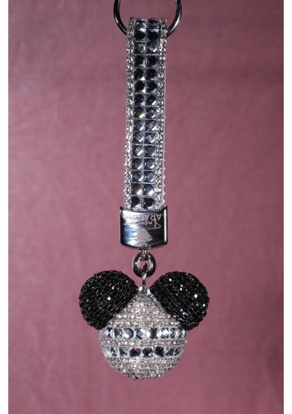 Gümüş Baget Siyah Kulaklı Panda Anahtarlık fiyatları