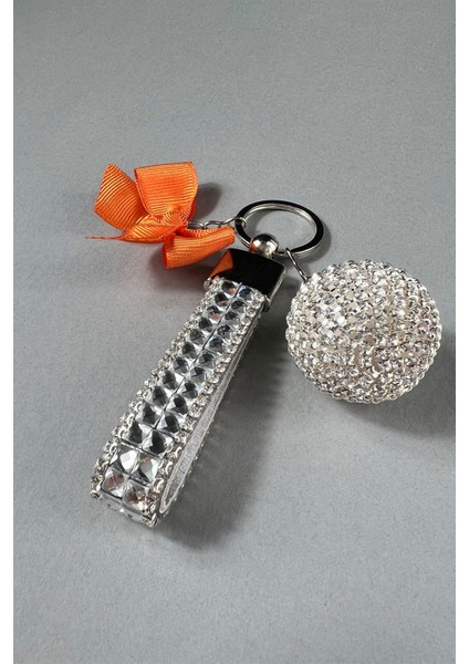 Gümüş Bagetli Anahtarlık & Gümüş Disko Top & Turuncu Kurdela fiyatları
