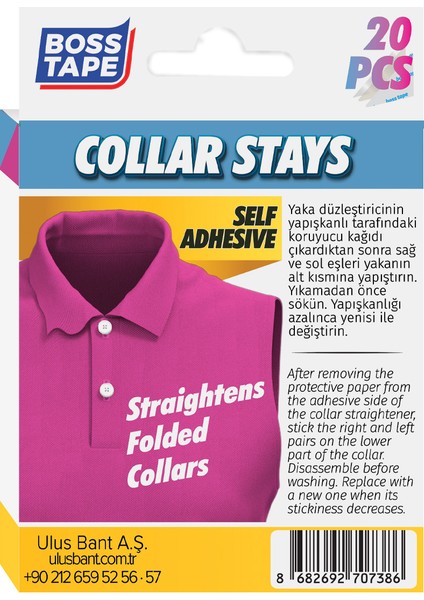 Gömlek T-Shirt Polo Yaka Düzleştirici Yapışkanlı Balin 20 Adet