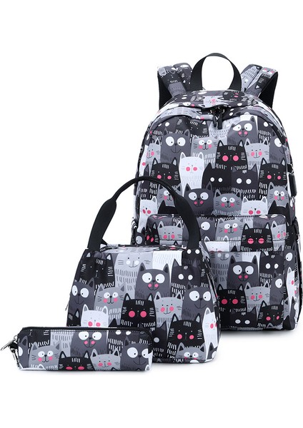 Yeni USB Şarj Portu Bilgisayar Sırt Çantası Ortaokul Öğrenci Çantası 3'lü Set (Yurt Dışından)