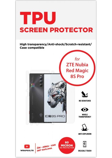 Zte Nubia Red Magic 8s Pro Full Body 360 Derece Ön Arka ve Yan Kaplama Hd Film