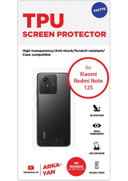 Xiaomi Redmi Note 12S Mat Arka ve Yan Kaplama Köşeler Dahil Kaplayan Hd Film