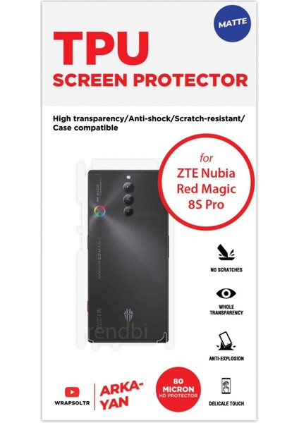 Zte Nubia Red Magic 8s Pro Mat Arka ve Yan Kaplama Koruyucu Hd Film