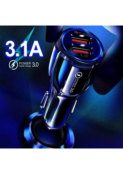 A2 Universal Araç Şarj Adaptörü -2 Girişli + J11 Type-C 90 Derece 2.4A Şarj Kablosu -1mt