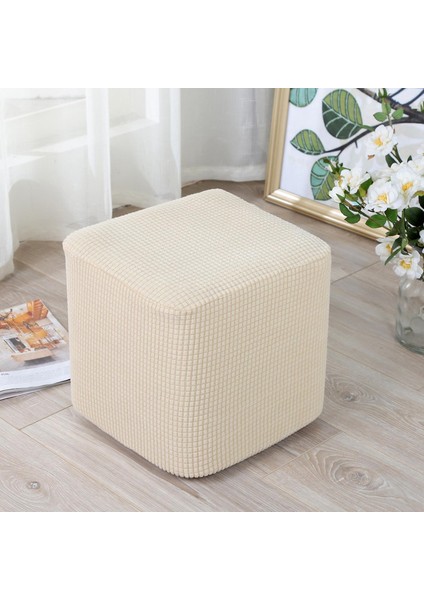 Köpek Cat Pet Beige Için Kare Osmanlı Slipcover Polyester Taburesi (Yurt Dışından)
