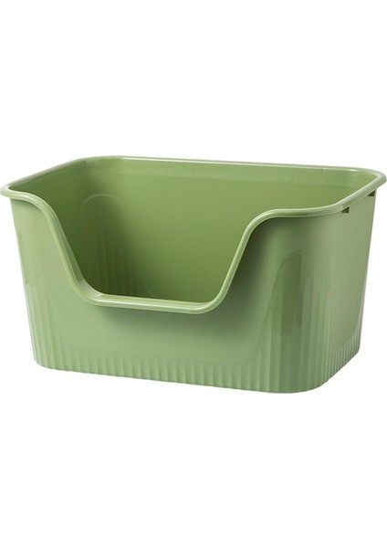 Açık Üst Pet Dökme Tepsisi Kitty Litter Pan Cat Sandbox Büyük Batpan Kedi Kumu Yeşil (Yurt Dışından)