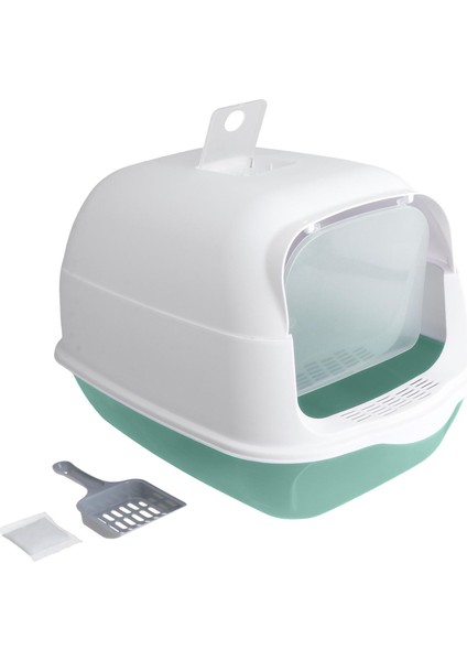 Kapşonlu Kedi Kumu Kutusu Kapalı ve Kapalı Kedi Tuvaleti Kapı Kedi Yavrusu Lazımlık Yeşil (Yurt Dışından) indirimleri