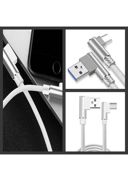 A3 Universal Araç Şarj Adaptörü -3 Girişli + J11 Type-C 90 Derece 2.4A Şarj Kablosu -1mt indirimleri