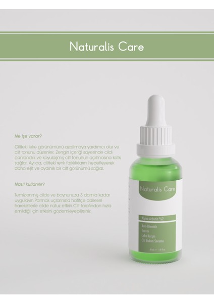 Alpha Arbutin (%2) Leke Karşıtı Cilt Bakım Serumu 30 ml fırsatları